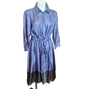 Banana Republic Heritage Midi Shirt Dress gray black sz M